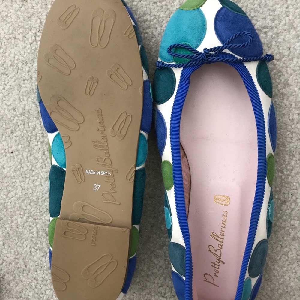 Polka dot suede & leather ballet slippers-like new